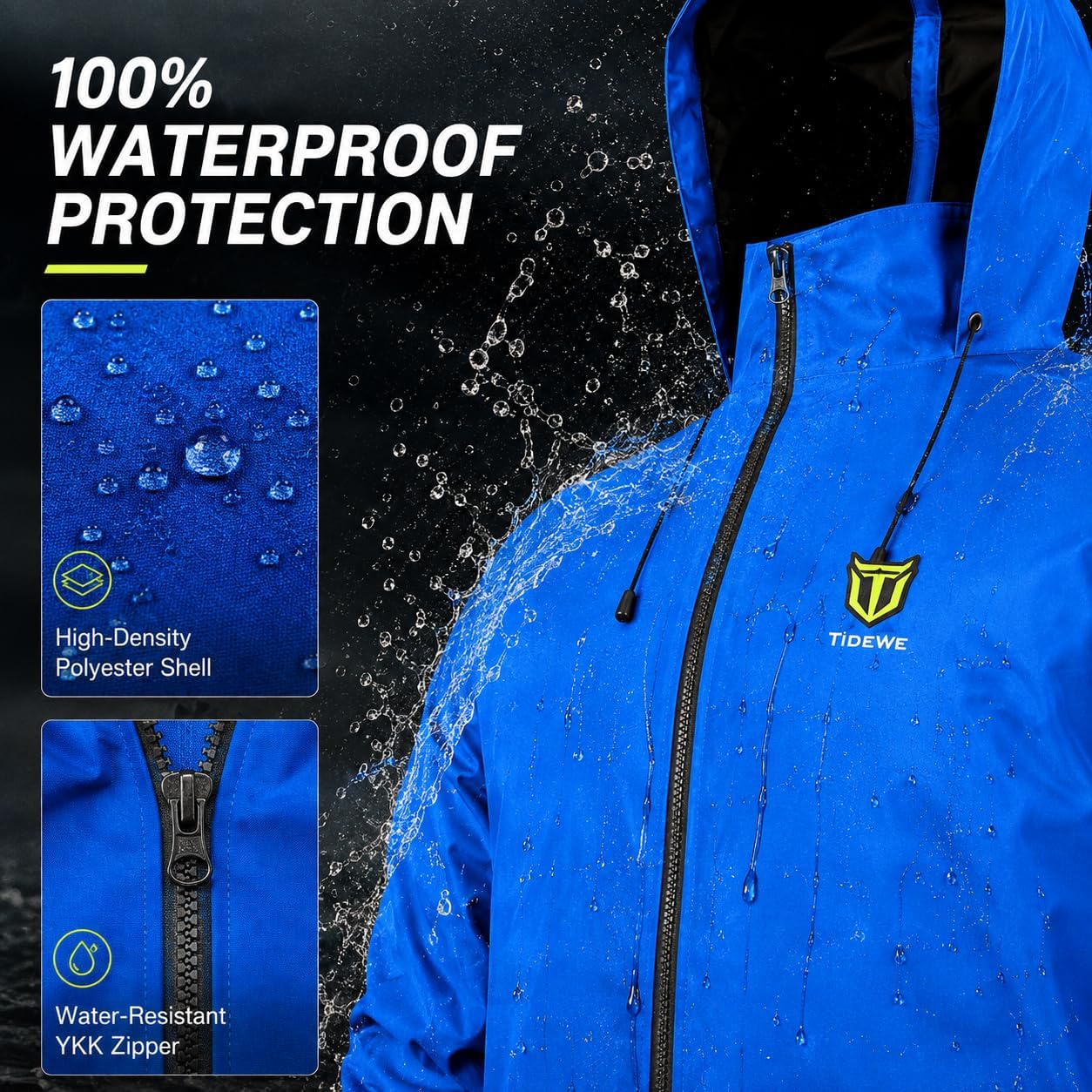 TIDEWE Rain Suit for Men, Waterproof Lightweight 2-Piece Rain Gear