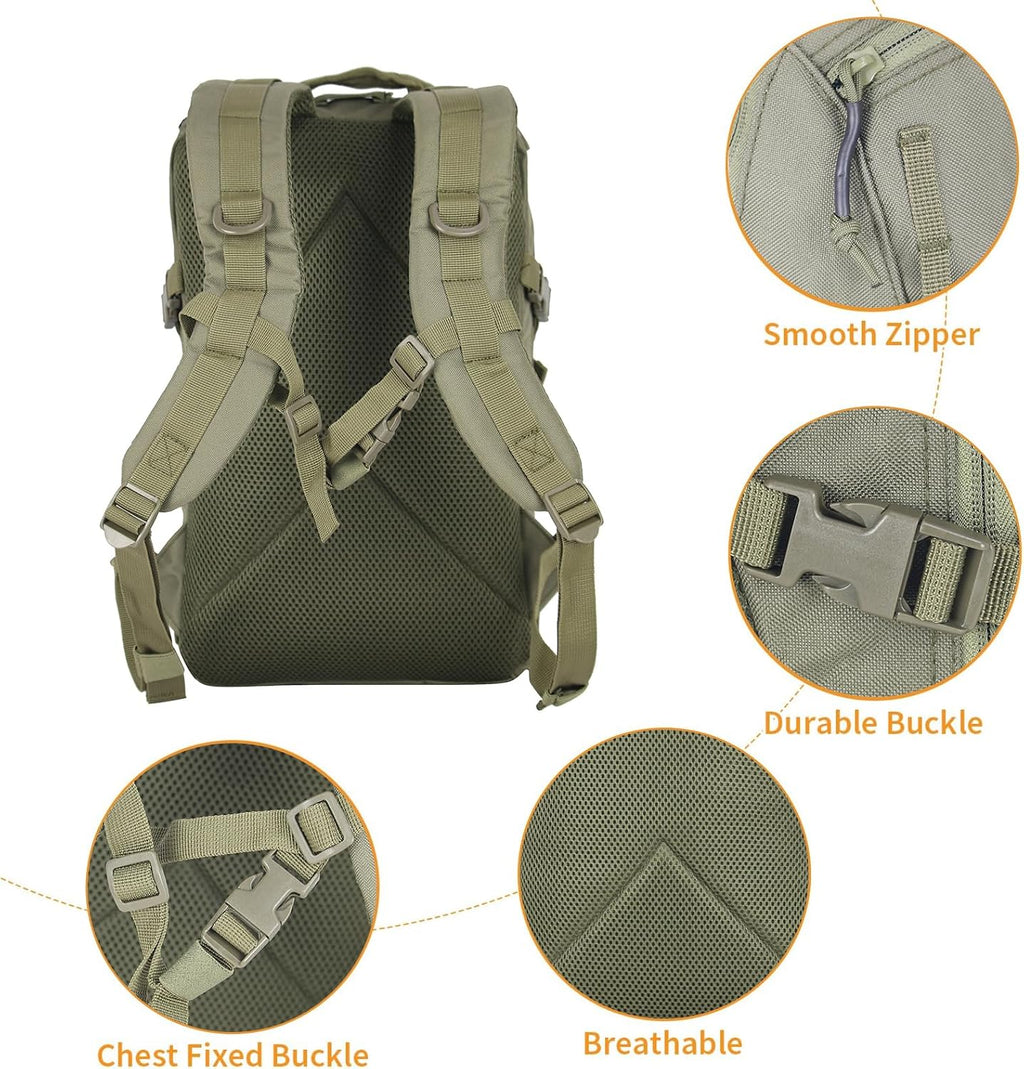 Small Tactical Hiking Backpack, 12L MOLLE Bookbag Daypack for Travel