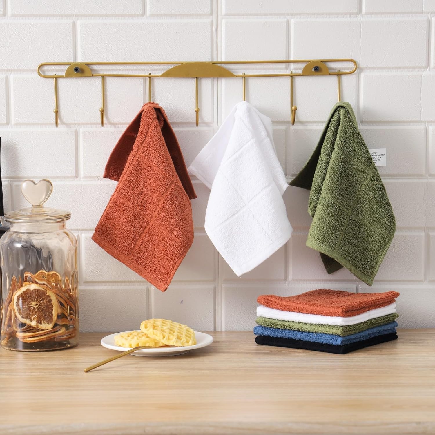 Glynniss Kitchen Dish Cloths for Washing Dishes, Black Terry Dish Rags