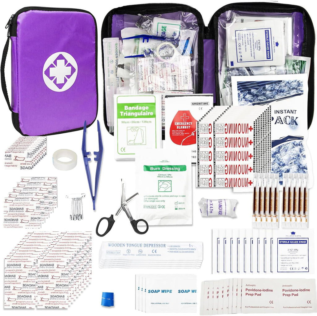 300Piece Travel First Aid Emergency Kit Home Essentials Hiking Survival Essential Kit for Outdoor Adventure Mini First Aid Kit for Backpack, Black 1st Aid