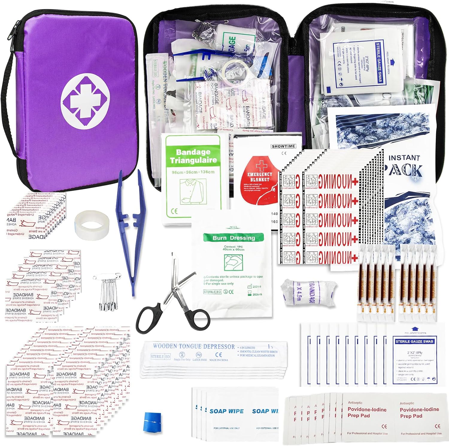 300Piece Travel First Aid Emergency Kit Home Essentials Hiking Survival Essential Kit for Outdoor Adventure Mini First Aid Kit for Backpack, Black 1st Aid