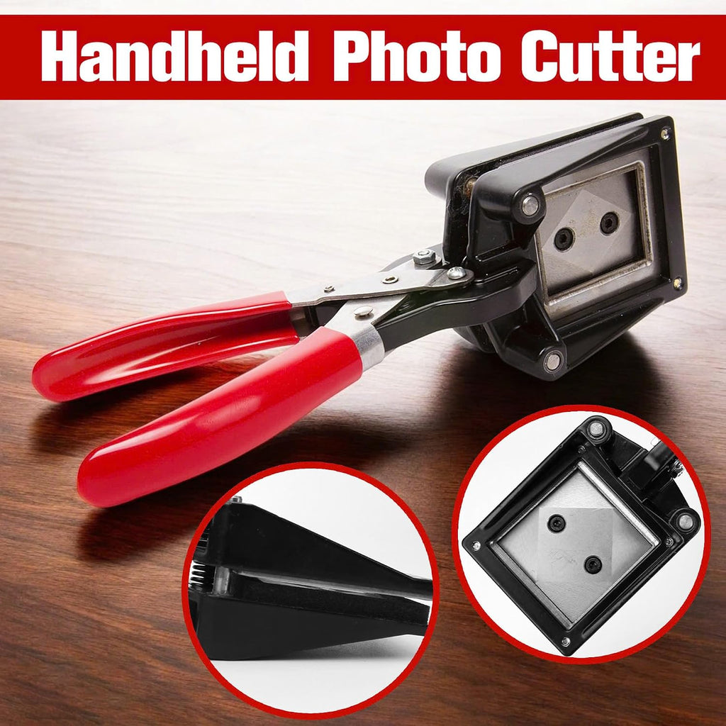 Professional 50×50mm (2''x2'') Square Photo Cutter, Handheld Metal Die Punch Tool for Paper, Business Cards, Crafts, DIY Projects Cutting, Hardened Steel Blade Heavy-Duty, Office & Family Use