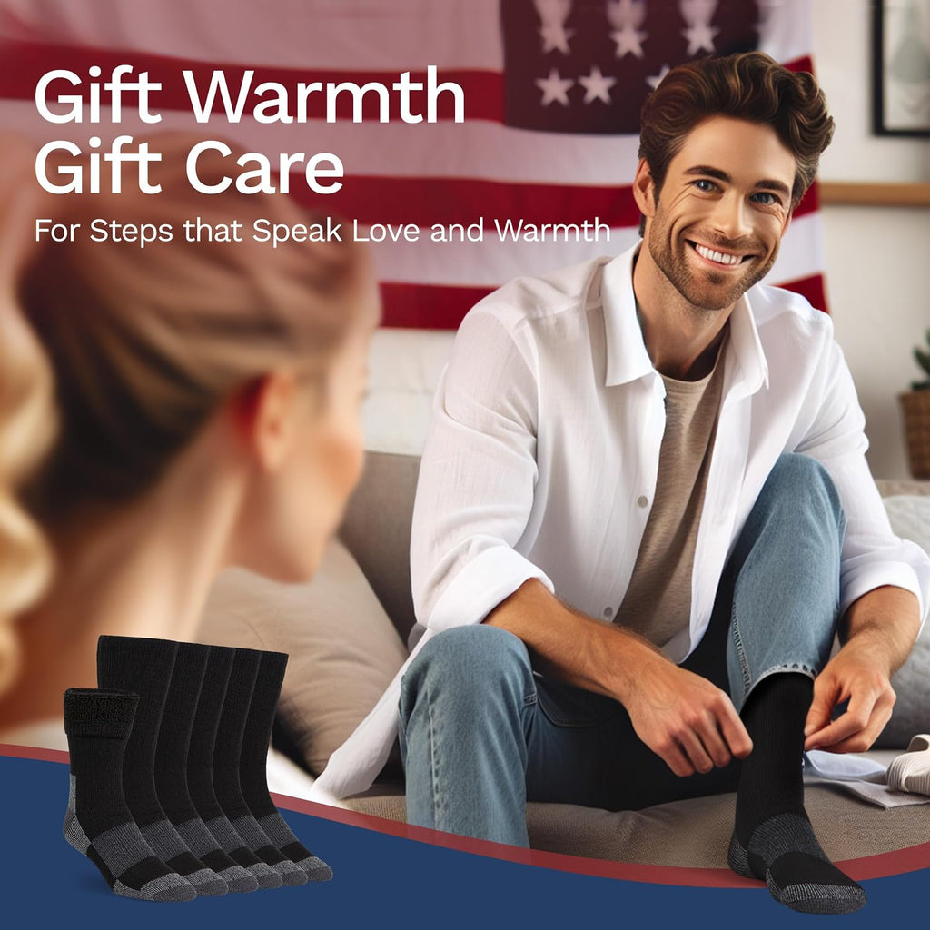 Buttons & Pleats Wool Socks for Men & Women Merino Thermal Warm Cozy Winter Boot Sock
