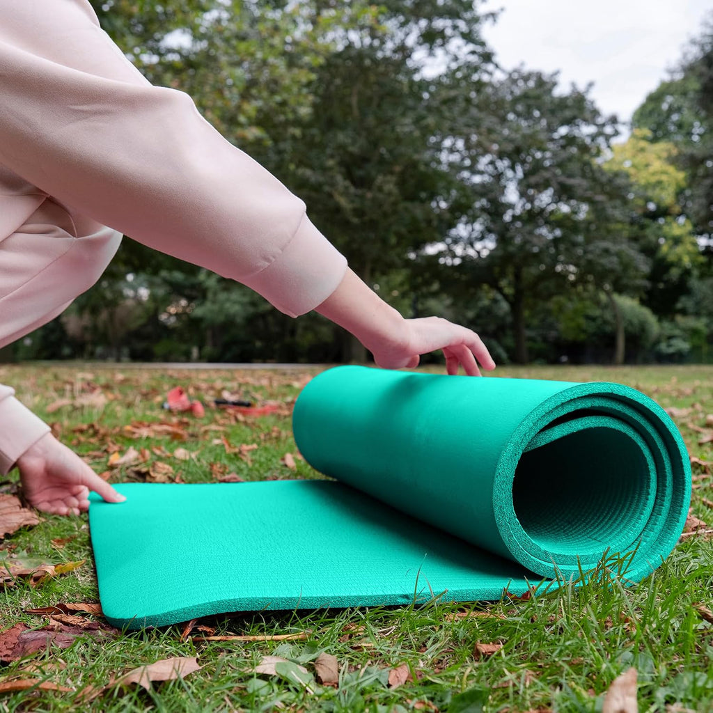 BalanceFrom All Purpose 1-Inch Extra Thick High Density Anti-Tear Exercise Yoga Mat with Carrying Strap, Multiple Colors