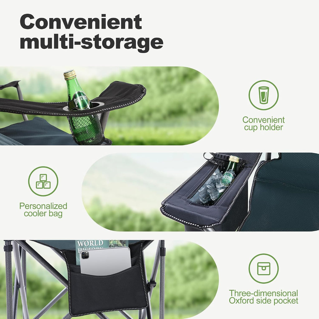 LET'S CAMP Oversized Folding Camping Chair Portable Outdoor Heavy Duty