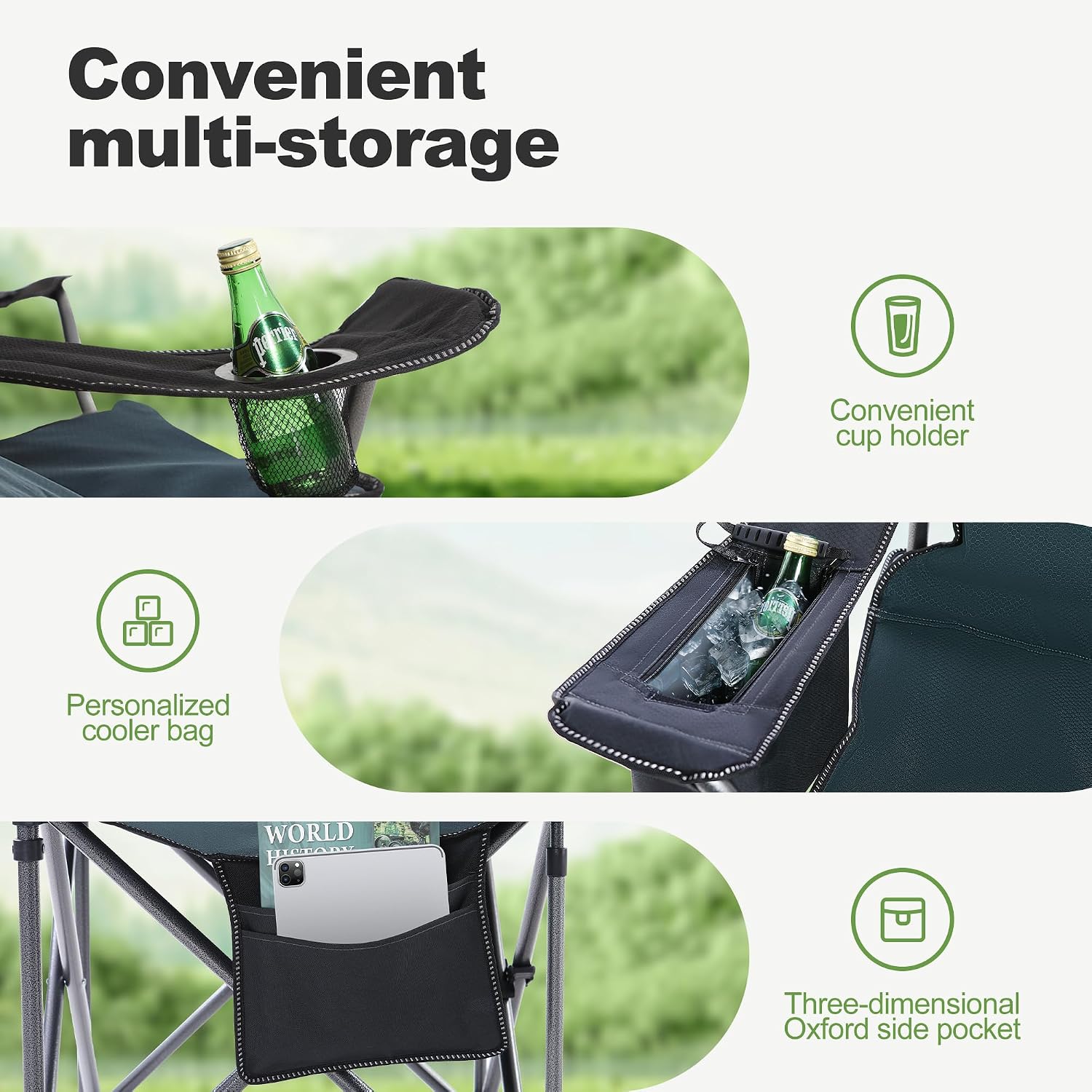 LET'S CAMP Oversized Folding Camping Chair Portable Outdoor Heavy Duty