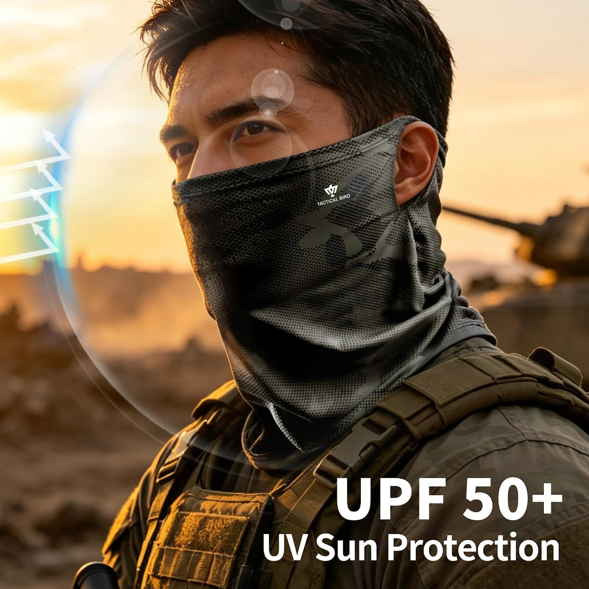 Men's Loose Fit Ear Loop Ice Silk Cooling Neck Gaiter, UPF50+ UV Sun Protection Face Cover, High Elastic Quick Dry Breathable Sunscreen for Cycling, Fishing, Hiking, Outdoor Sports and Daily Commute