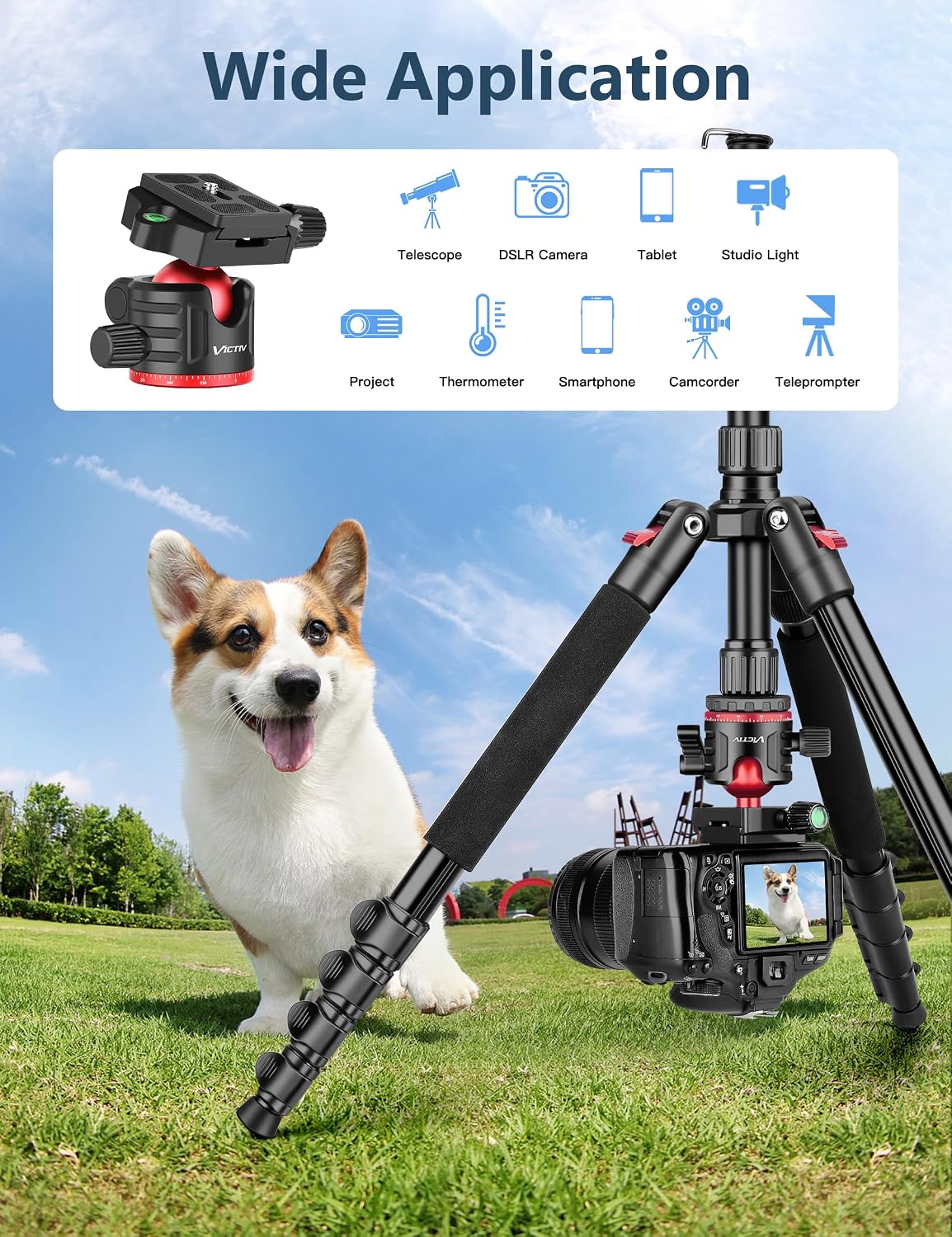 78" Porfessional Tripod for Camera & Phone, Victiv Aluminum Tripod Monopod