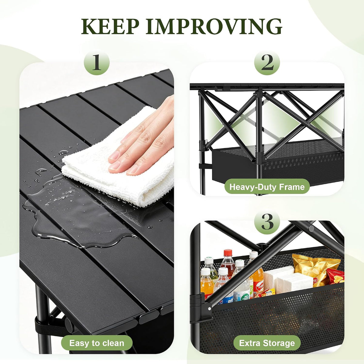 TrippleChain 4FT Folding Roll up Camping Table