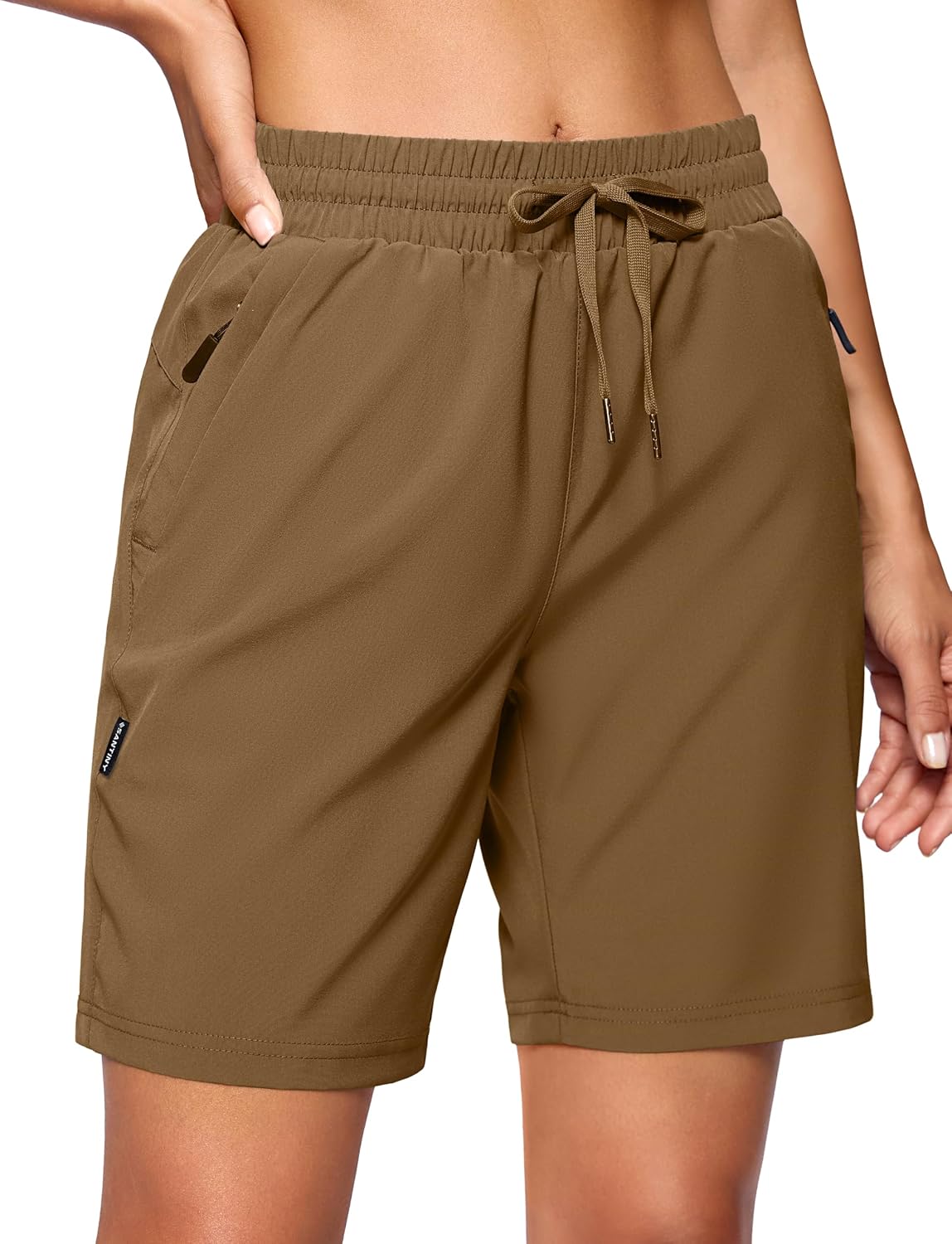 SANTINY Women's 7''/ 9'' Hiking Shorts with 3 Zipper Pockets Athletic Shorts