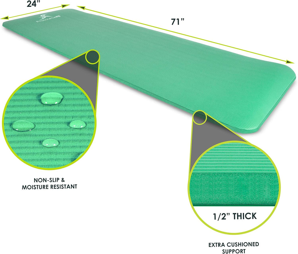 ProsourceFit Extra Thick Yoga and Pilates Mat, 71-inch Long High Density Exercise Mat with Comfort Foam and Carrying Strap