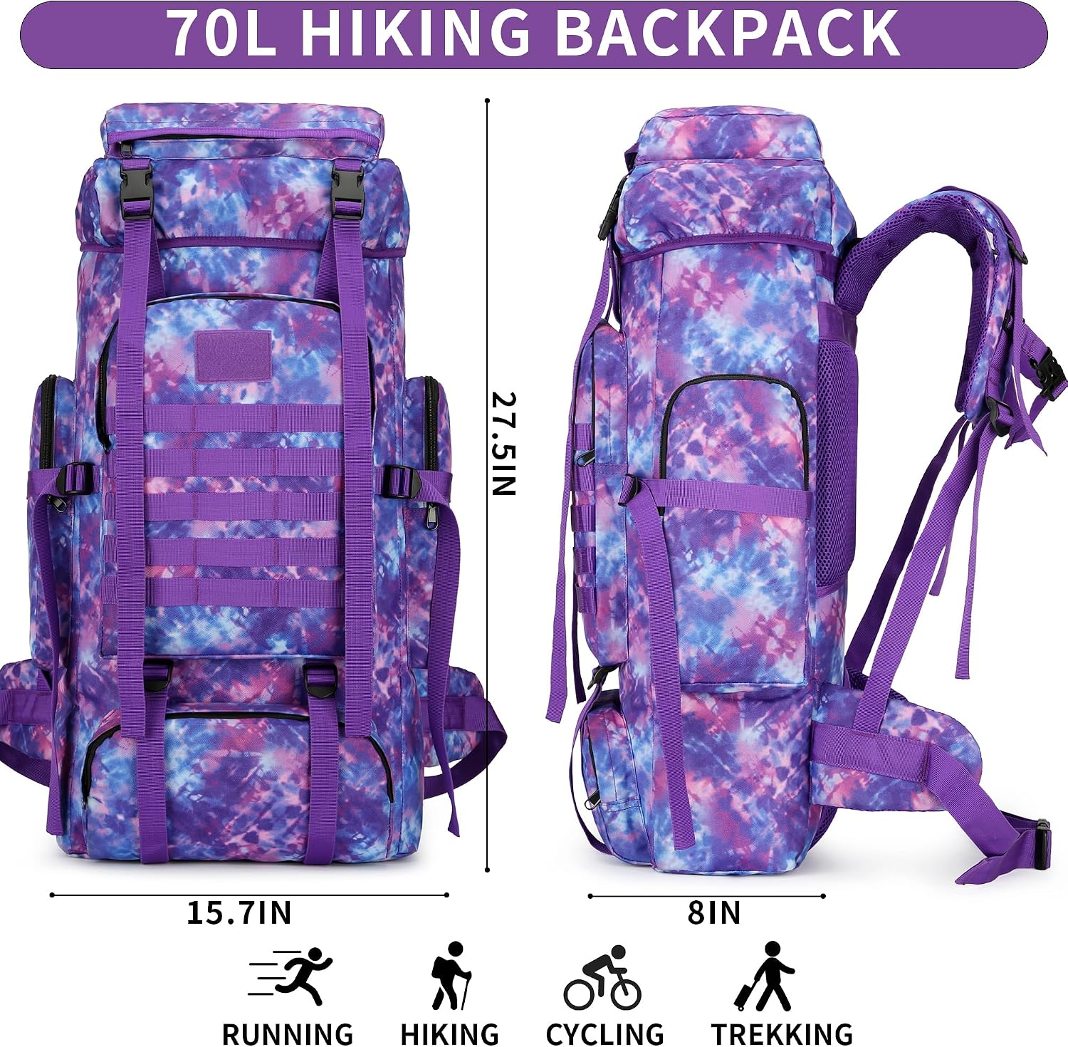 Hiking Backpack for Men 70L/100L Camping Backpack Military Rucksack Molle 3 Days Assault Pack for Climbing