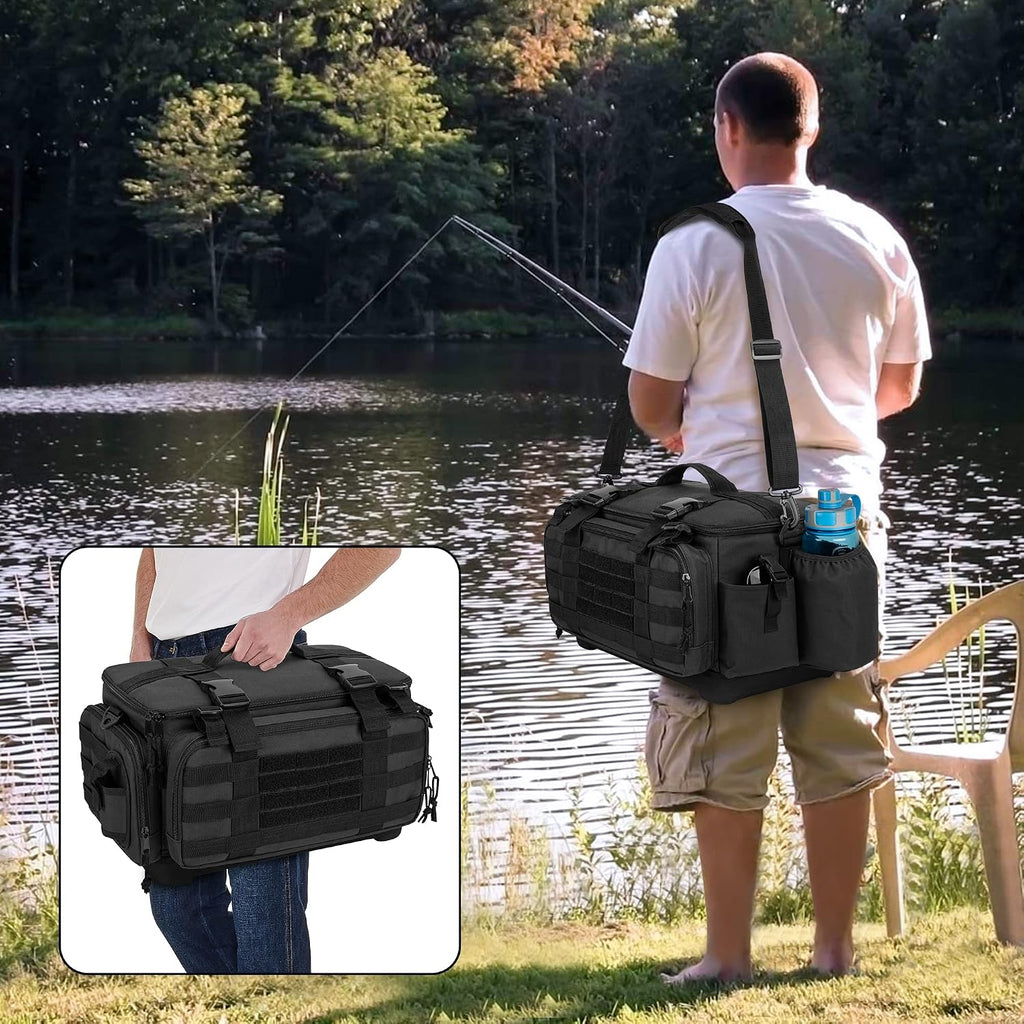 DSLEAF Waterproof Tackle Box Bag, Soft Fishing Tackle Storage Bag, Bag Only