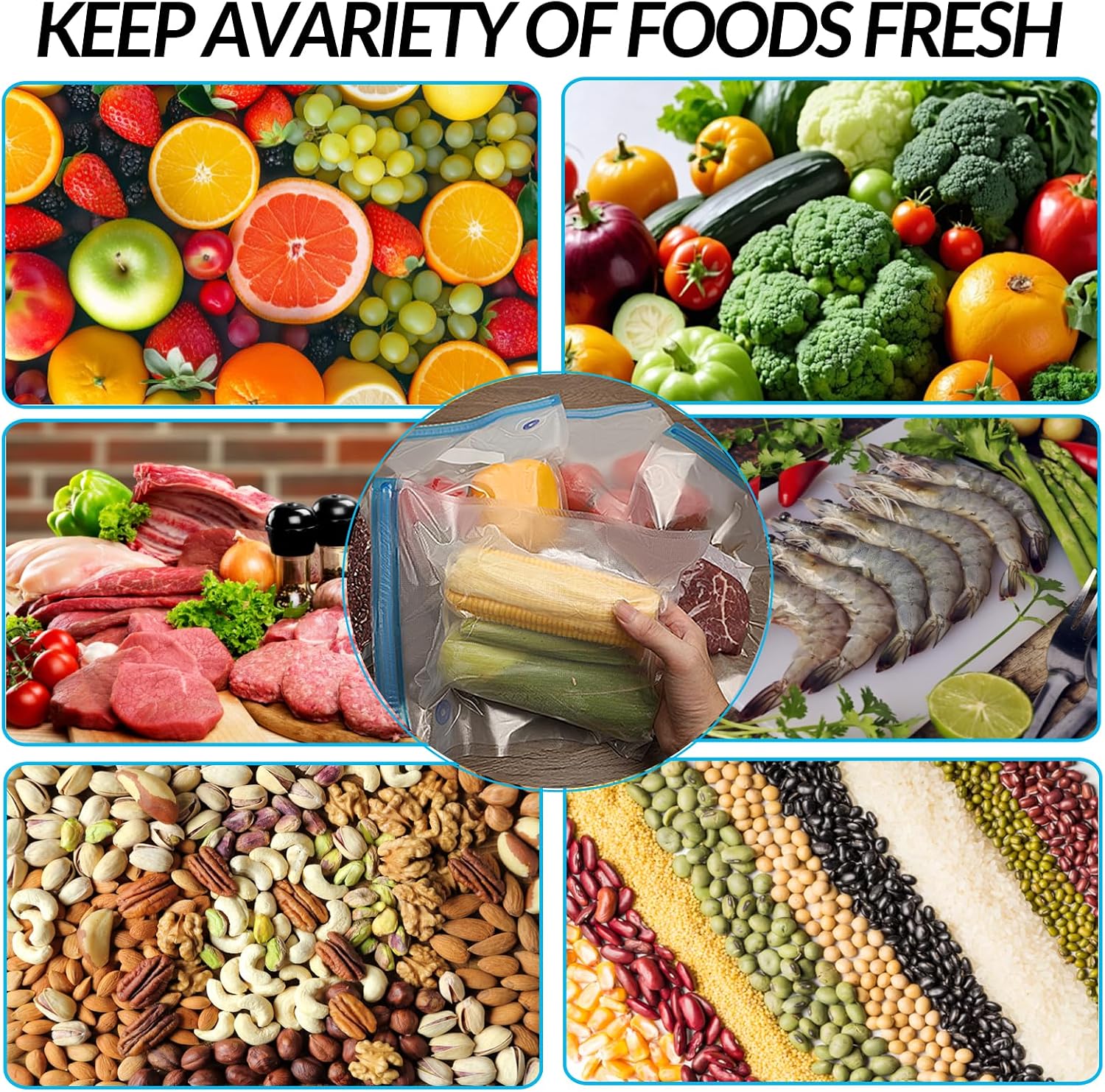 Sous Vide Bags 28Pcs, BPA Free Reusable, with Air Valve, Double-Layered Food Storage for Cooking, Food Storage, and Microwave Heating. 3 Size 21 Vacuum Zipper Bags, 2 Seal Clips, and 5 Air Valves.