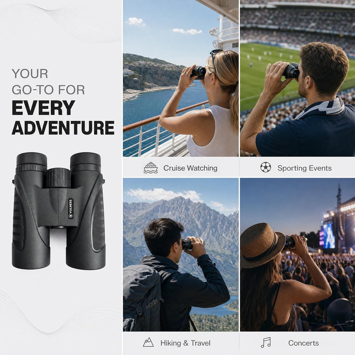 VULNESS 10x42 Binoculars for Adults, Bird Watching & Cruise Ship Travel