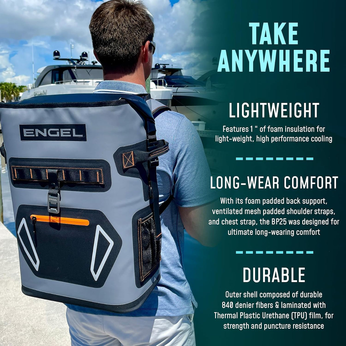 Engel BP25 25 Quart Roll-Top High Performance Backpack Cooler
