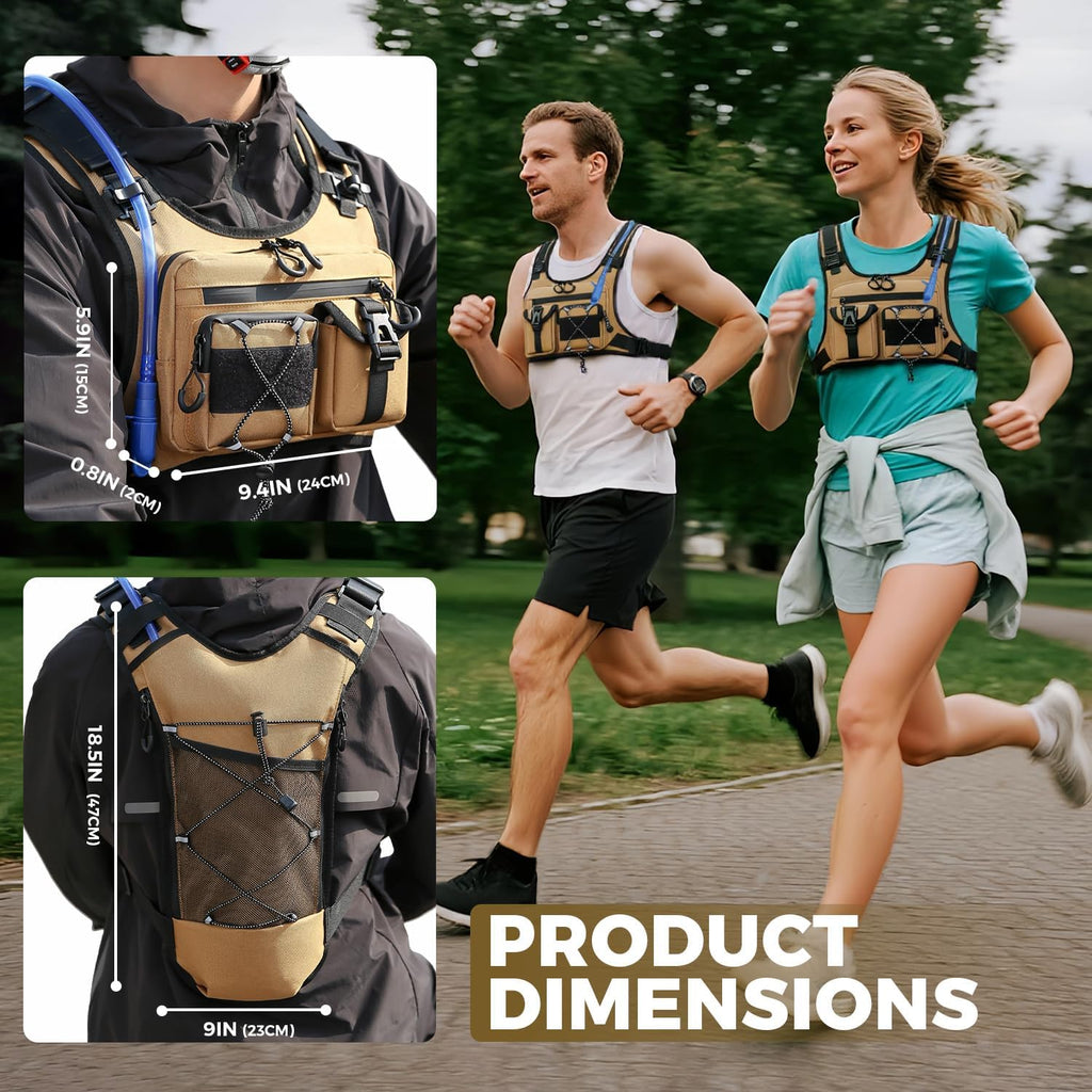 Criuage USA Patent Running Hydration Vest Backpack, Lightweight Chest Pack with 2.0L Water Bladder Bag Daypack for Hiking Running Cycling Race Marathon for Women Men