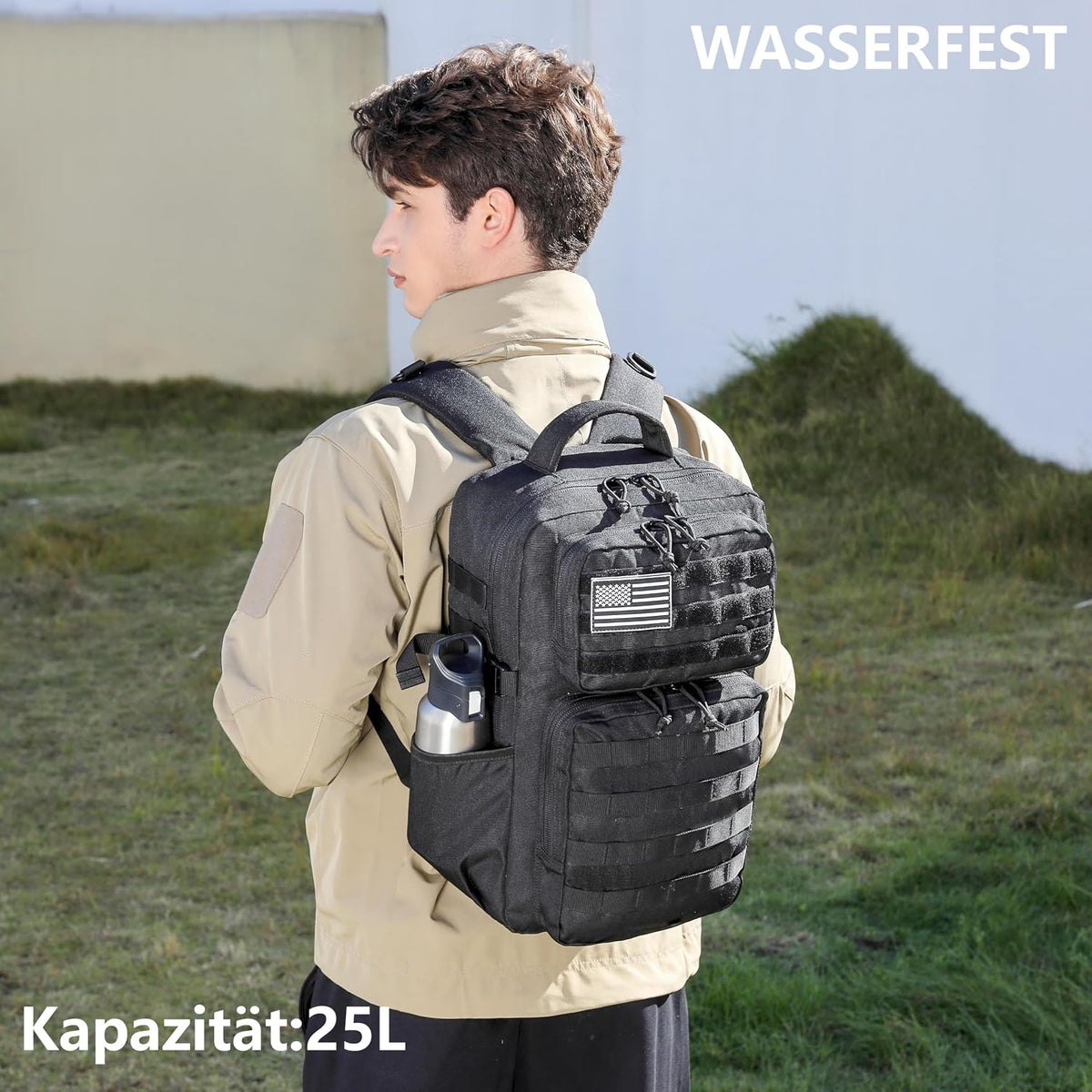 Wotony Military Tactical Backpack for Men Waterproof Daypack 3 Day Assault Pack Molle Bag with Water Bottle Holder