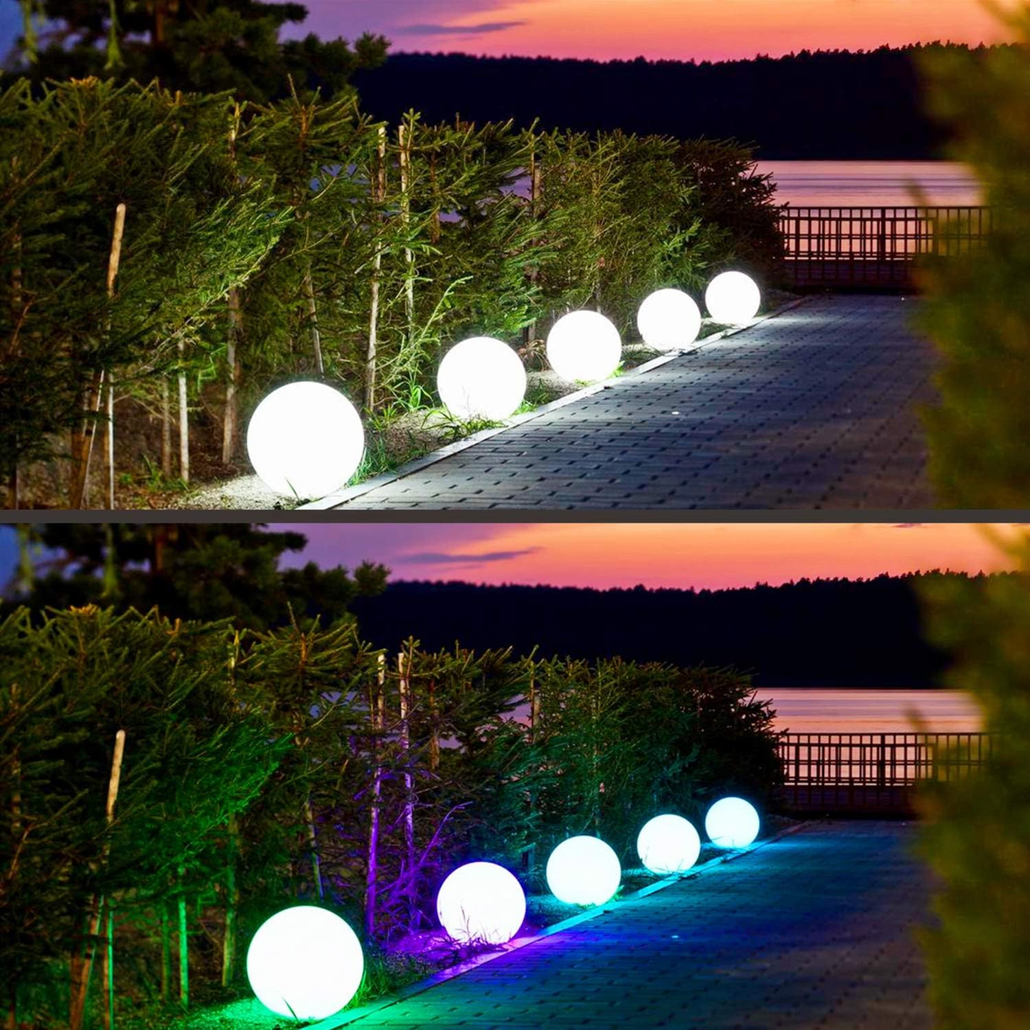 Mr.Go Rechargeable LED Ball Light 12", RGB Color-Changing Globe Orb Lamp