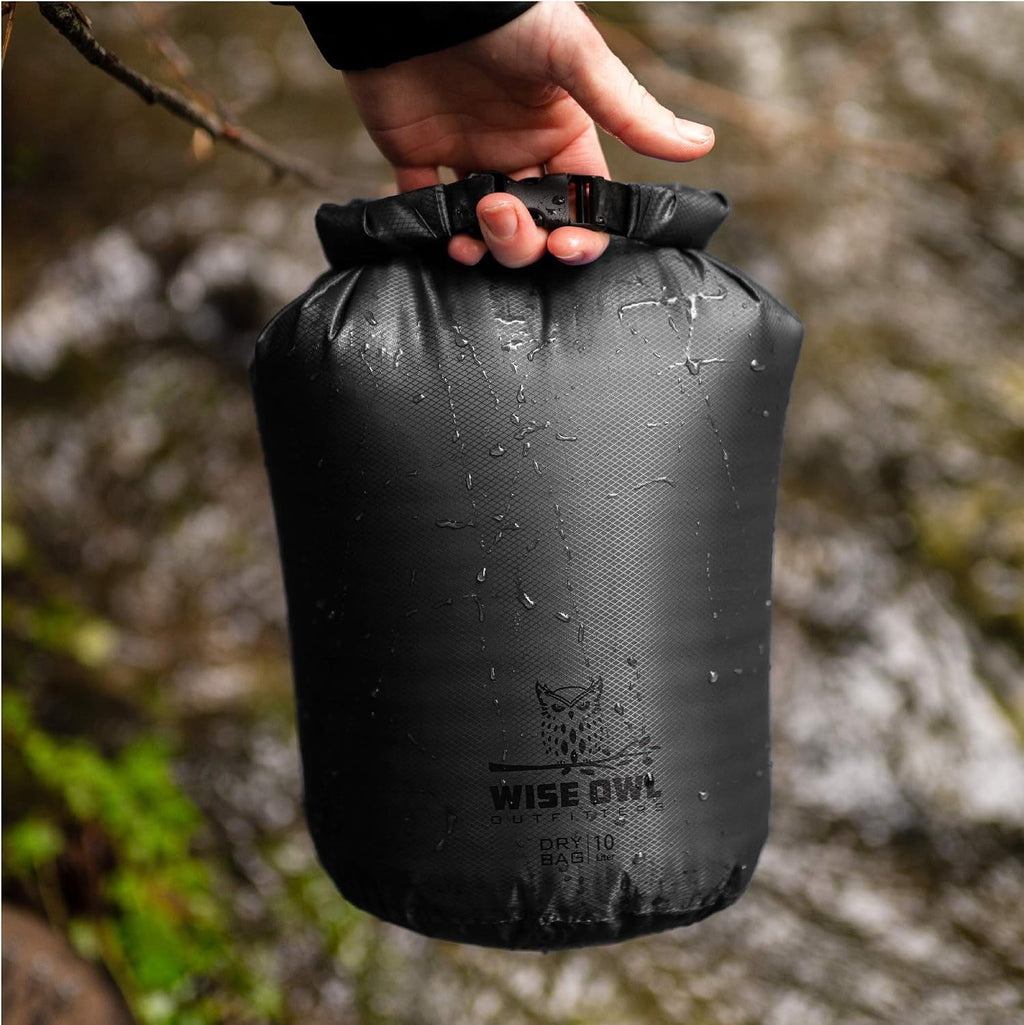 Wise Owl Outfitters Waterproof Dry Bag 3-Pack – Lightweight & Airtight 5L/10L/20L Small & Large Dry Bags for Kayaking, Beach, Travel, Boating, Hiking