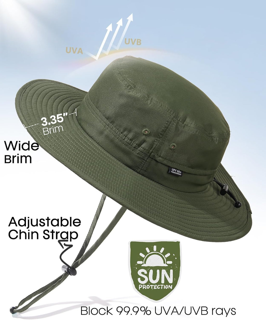 FURTALK Sun Hats for Men Women Packable Wide Brim Summer UV Protective Bucket Hat UPF 50+ Hat for Fishing Hiking
