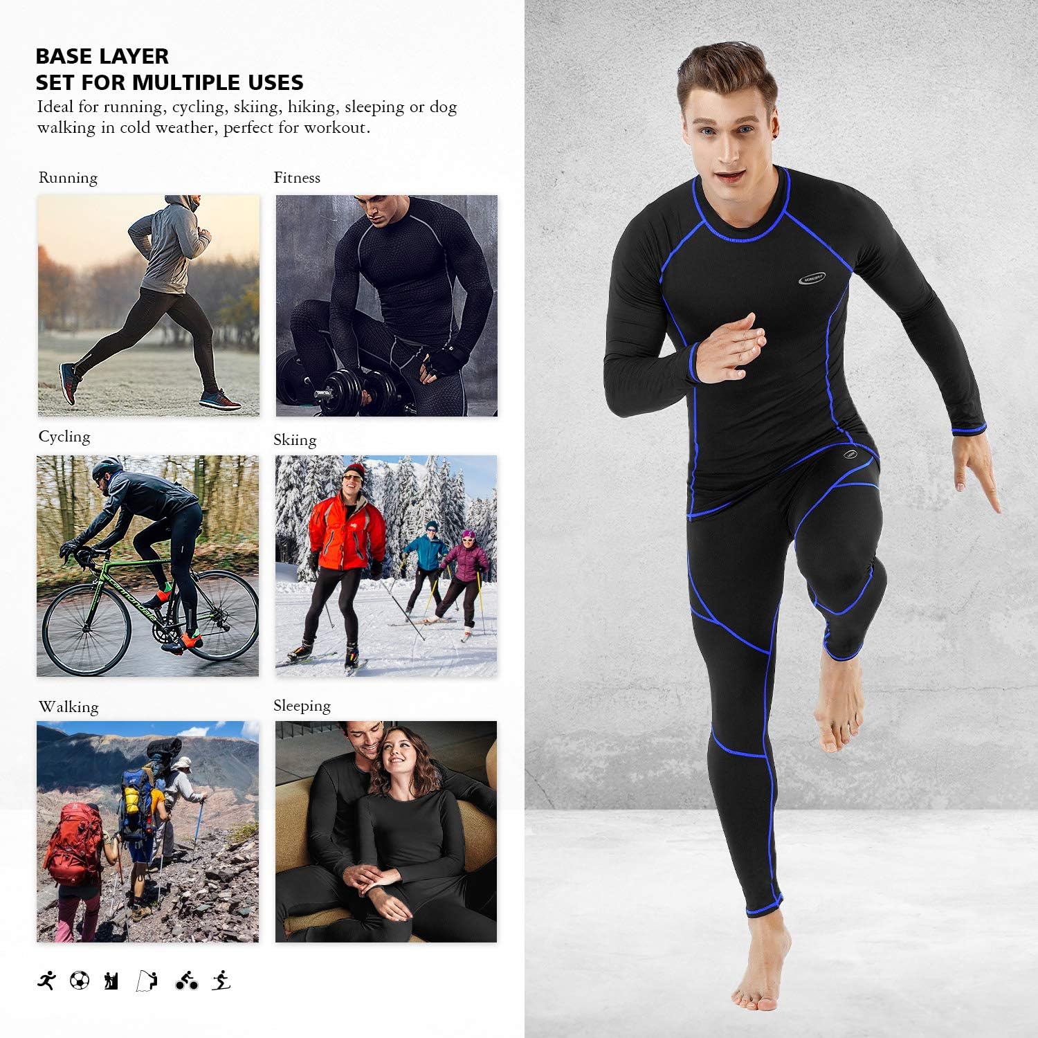 Thermal Underwear for Men Sweatsuits Long Johns Set Thermals Base Layer