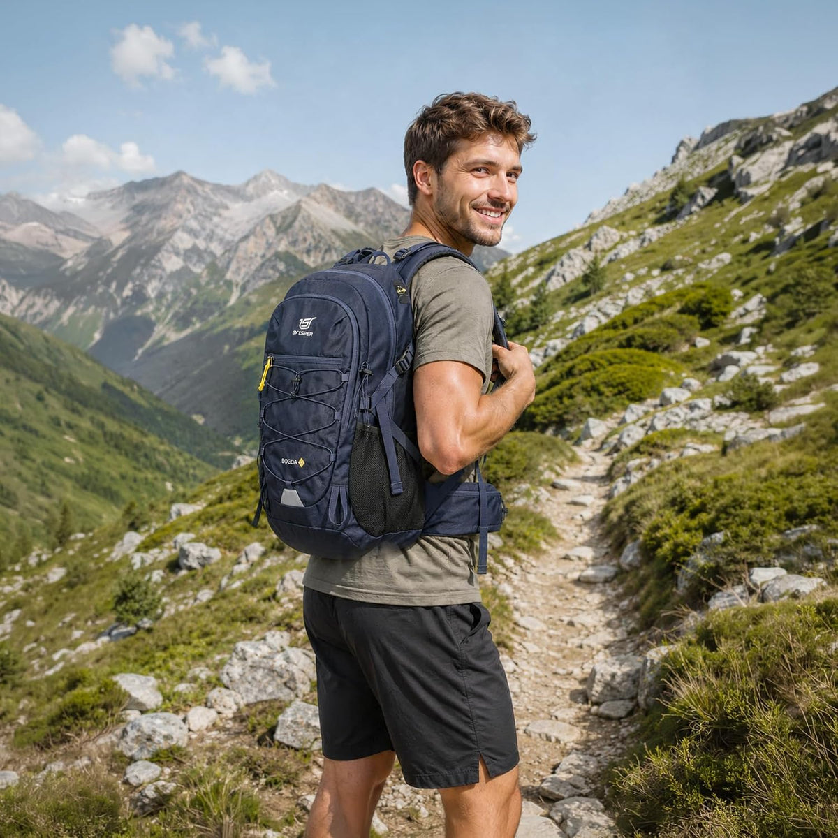 SKYSPER Hiking Backpack for Men Women, 35L Lightweight Travel Daypack, Outdoor Camping Back Pack with Multiple Compartments, Durable for Weekend Getaway