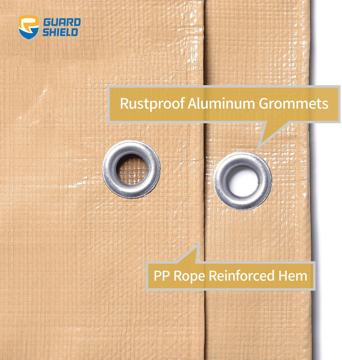 GUARD SHIELD Tarps Heavy Duty Waterproof Beige Plus+ 20x20 FT Large 12 mil