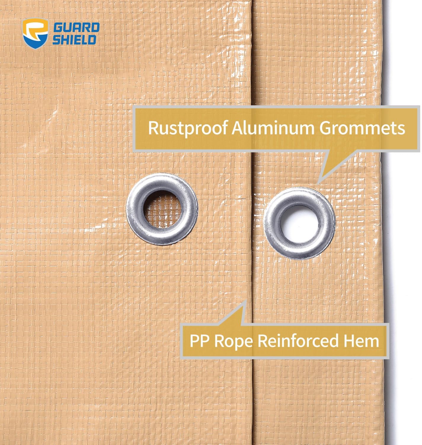 GUARD SHIELD Tarps Heavy Duty Waterproof Beige Plus+ 8x10 FT Large 12 mil