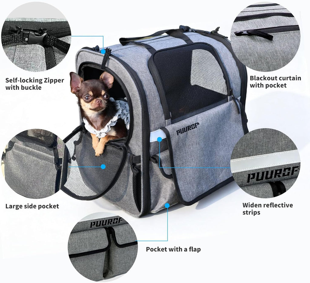 Cat Backpack Carrier,Pet Backpack for Small Dogs, Medium Cats, Maximum Weight 16 lbs,Sunshade and Breathable Dog Backpack Carrier,Ergonomic 3D Design for Hiking,Camping and Vet Visits