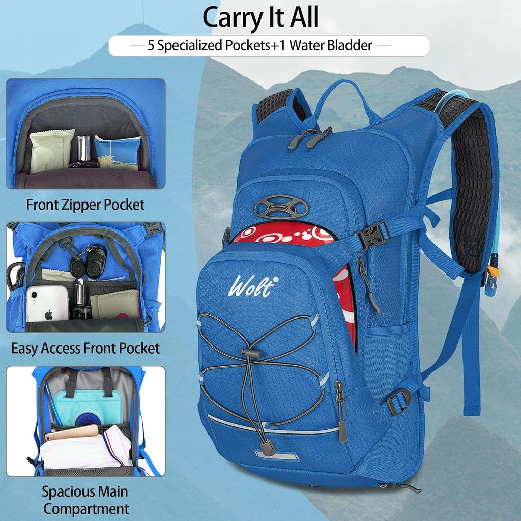 WOLT Hydration Backpack 18L Hiking Water Backpack with 2L Water Bladder for Men Women, Hydration Pack for Running Cycling Biking and Climbing
