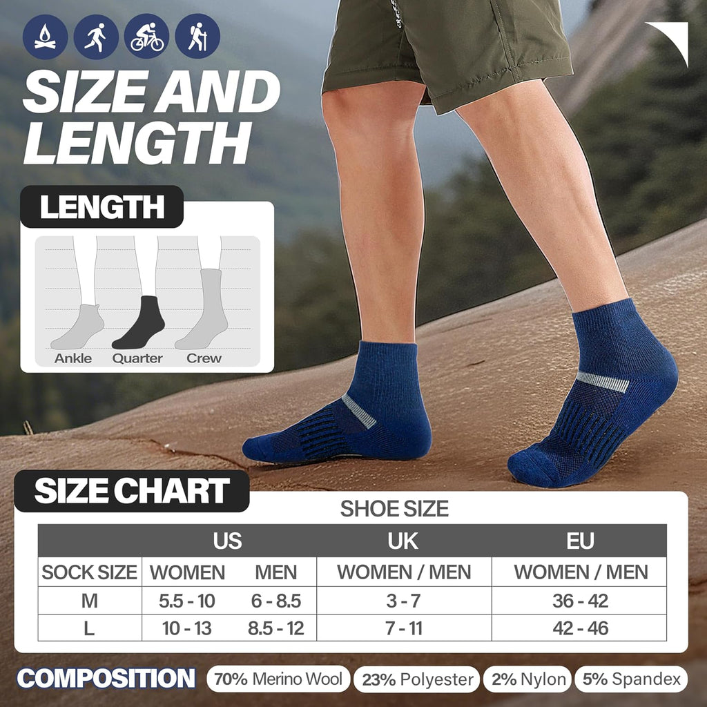 Anlisim Merino Wool Ankle Running Hiking Socks for Women and Men