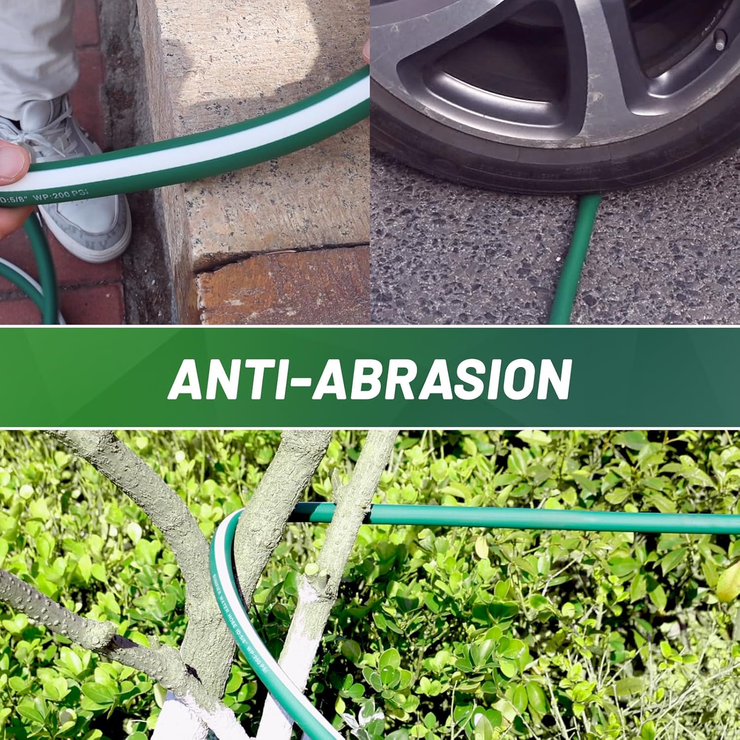 Hybrid Rubber Garden Hose 100 ft with Heavy Duty Solid Fittings