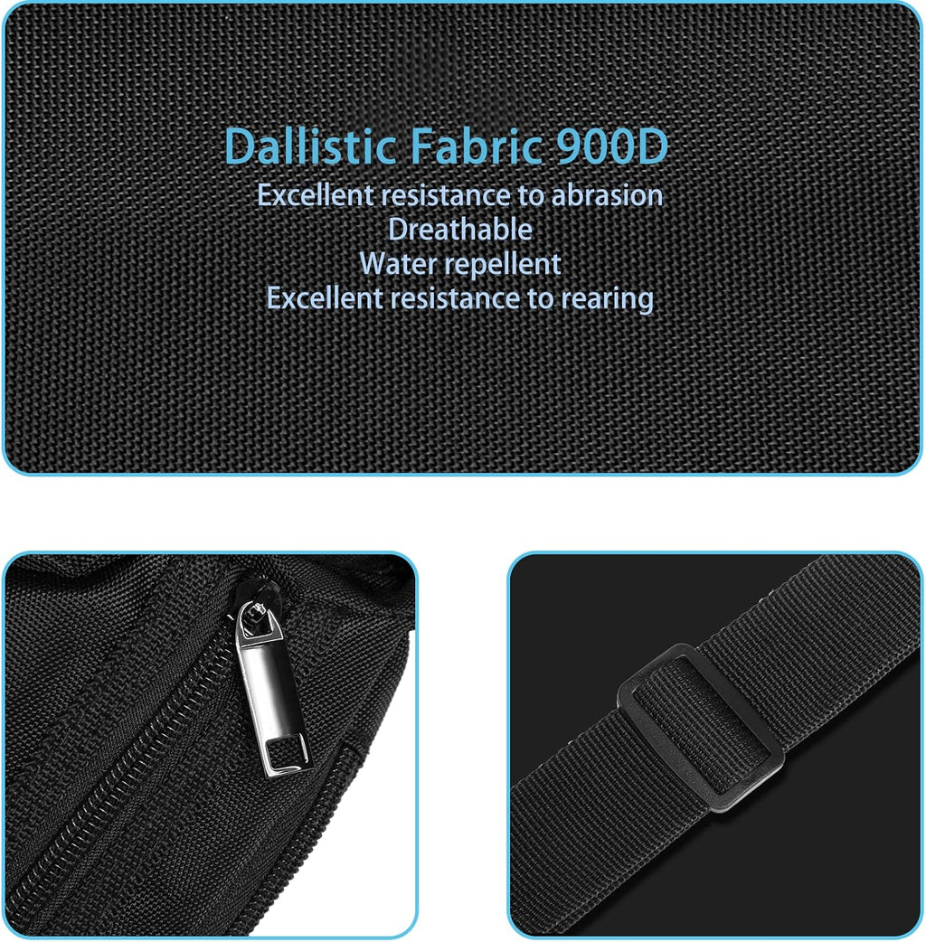 Sports Fanny Pack for Men Women, Outdoor Waist Pack Bag with 6 Zipper Pockets, Super Capacity Bum Bag with Adjustable Belt for Traveling Hiking Cycling Workout Casual