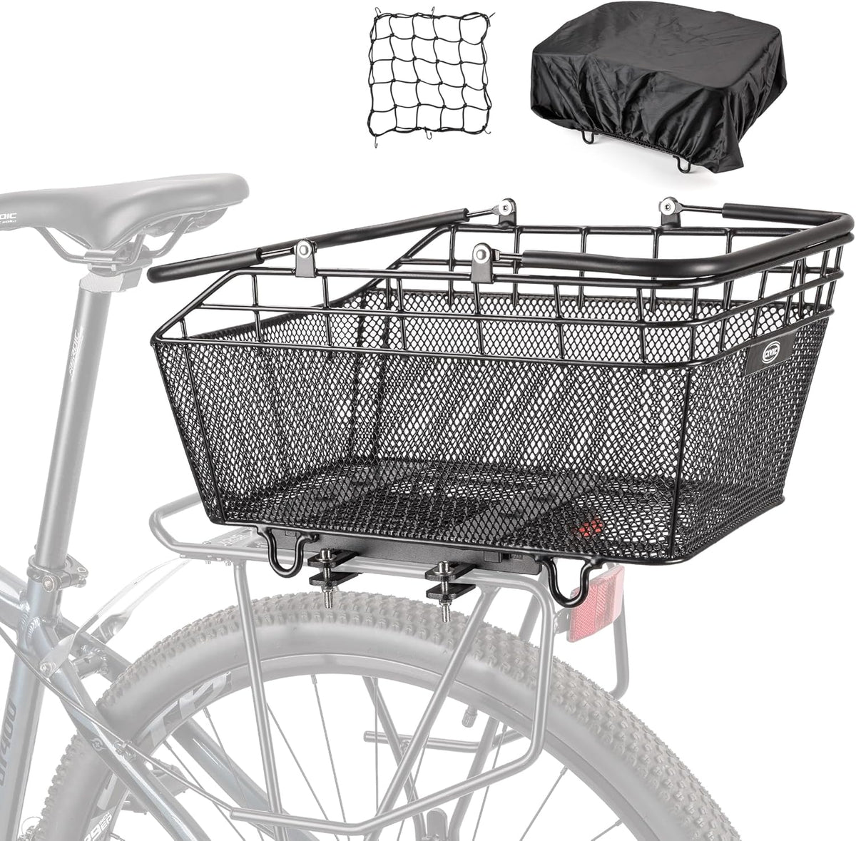 CXWXC Rear Bike Basket with Handle - Quick Release Bicycle Rear Basket