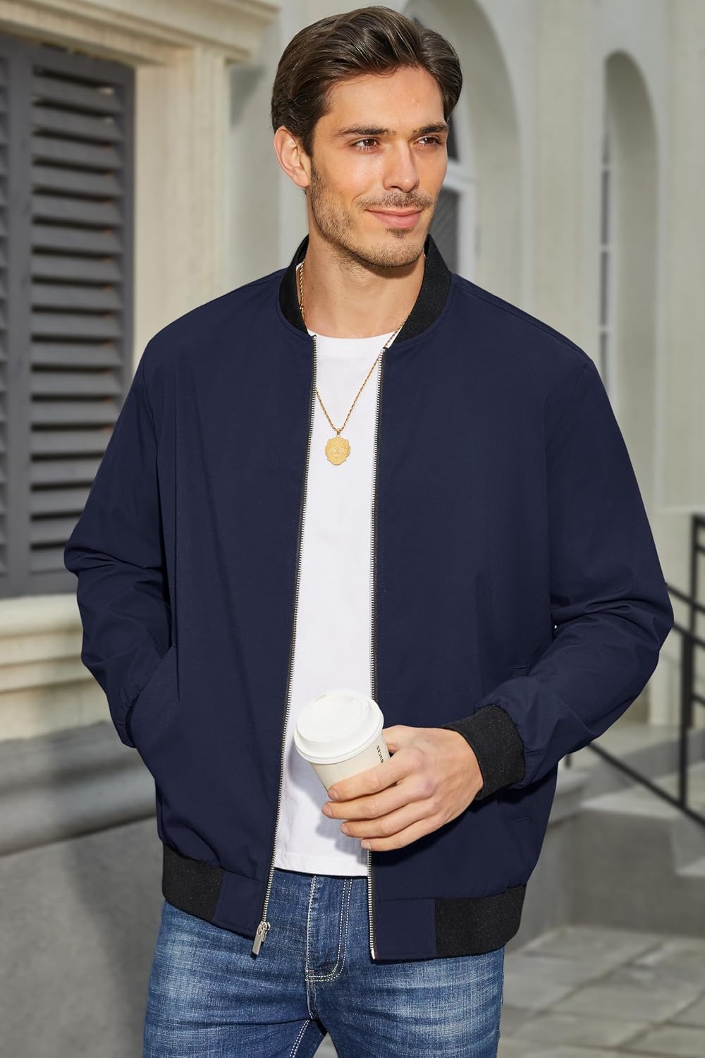 MAGCOMSEN Men's Bomber Jacket Lightweight Full Zip Windbreaker Jackets
