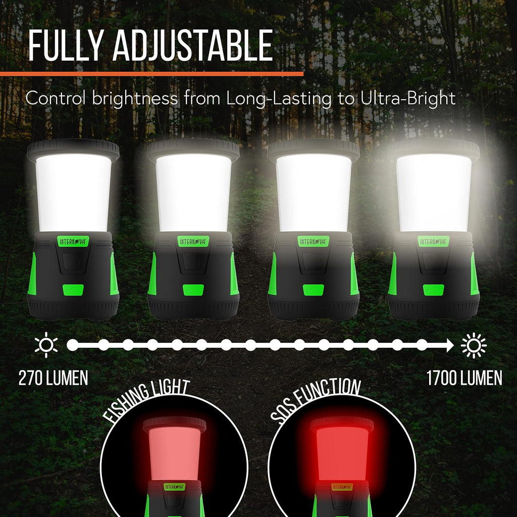 Internova 2000 Lumen LED Camping Lantern, Longest Lasting Battery Lantern, Powered & Operated with Infinite 360 Degree Light Control