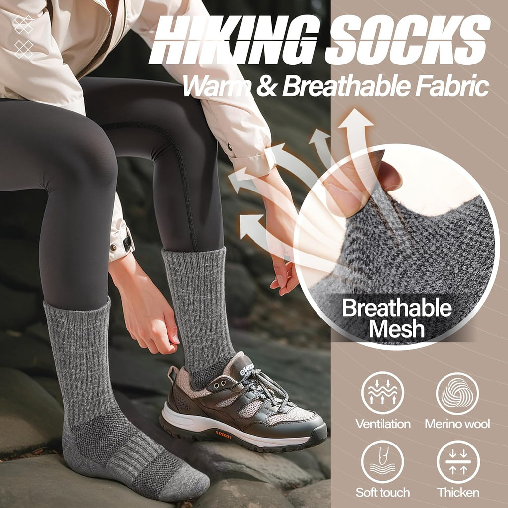 ANTSANG Merino Wool Hiking Socks, Maximum Breathability, for Men and Women
