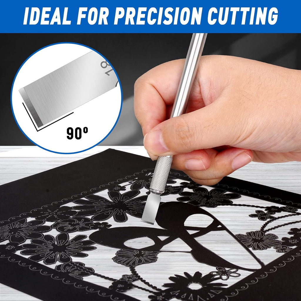 DIYSELF 100 Pack Hobby Knife Blades #18, Carbon Steel Chisel Blades