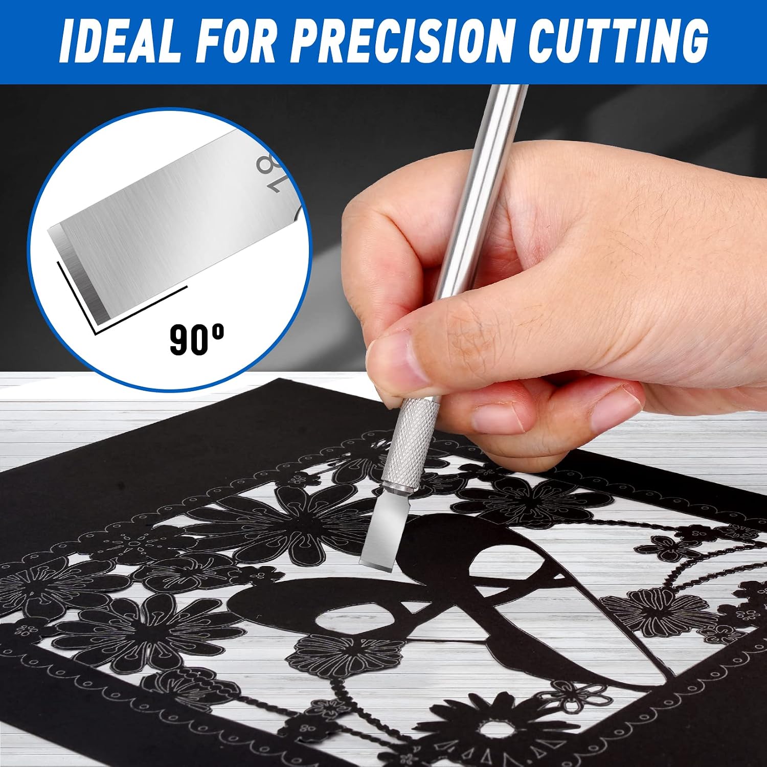 DIYSELF 100 Pack Hobby Knife Blades #18, Carbon Steel Chisel Blades