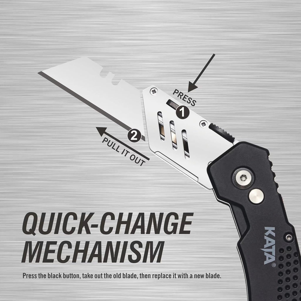 KATA 3 Pack Folding Utility Knife Set, Heavy Duty Box Cutters with Blades