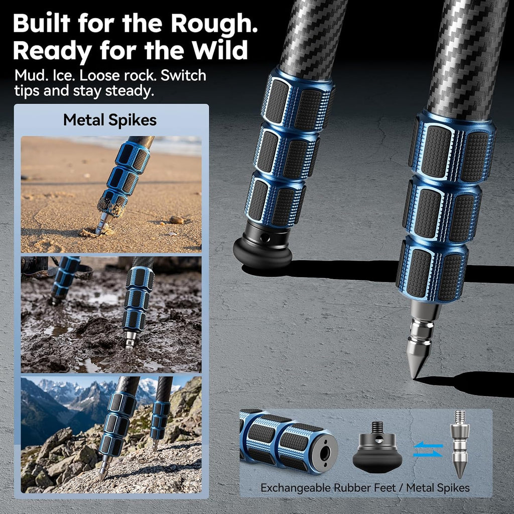 SIRUI 57"/145cm Carbon Fiber Camera Tripod, Max Laod 20KG, AM-324