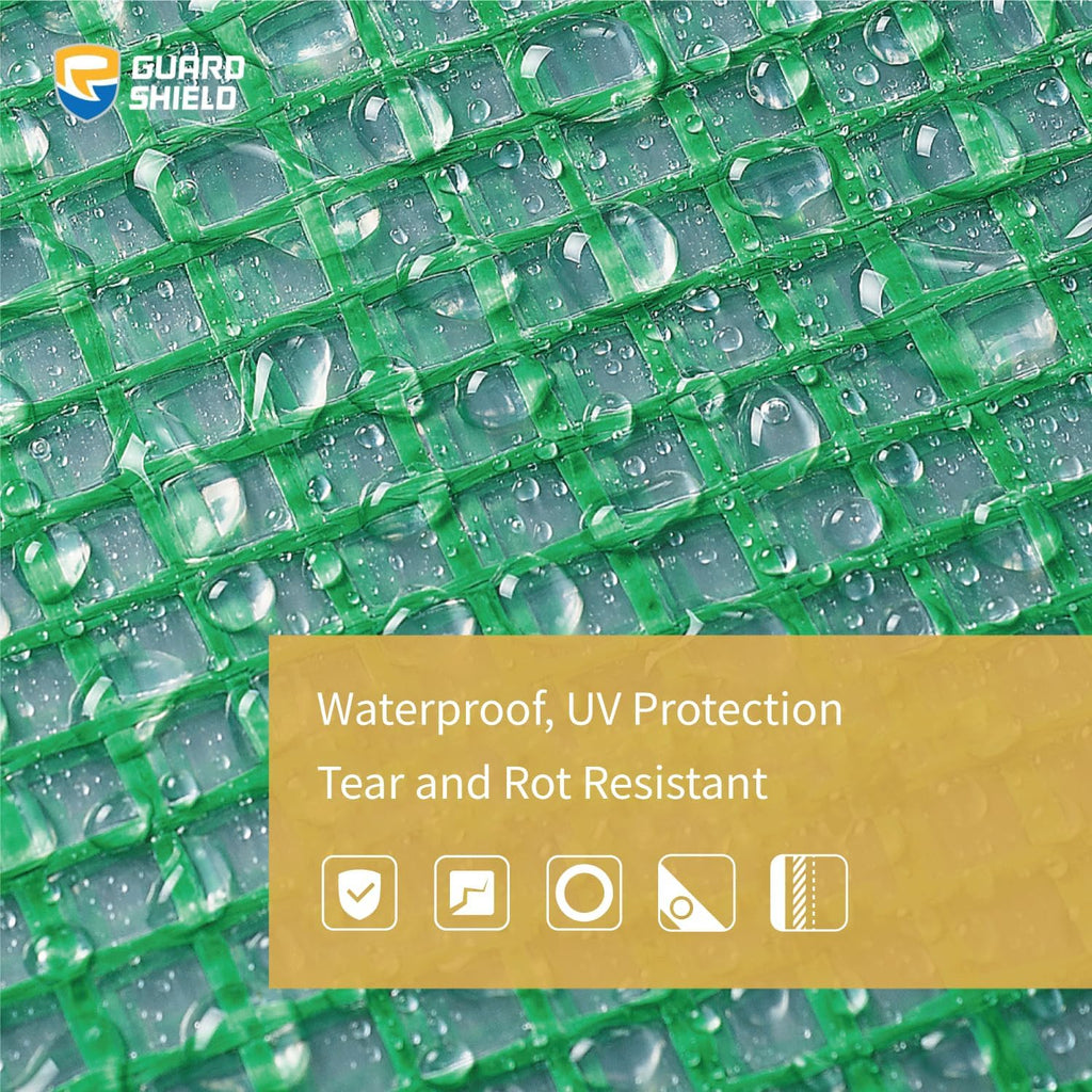 GUARD SHIELD Clear Green Tarp Heavy Duty 10x10 Feet Waterproof for Greenhouse Outdoor Garden Poly Cover UV Resistant 3x3 Weave 10mil