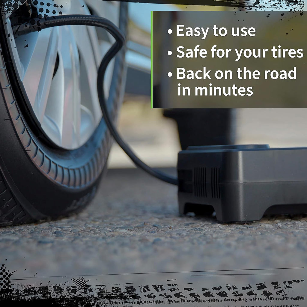 Slime 50139 Flat Tire Puncture Emergency Kit, Includes Sealant and Tire Inflator Pump, Analog, Suitable for Cars and Other Highway Vehicles, 10 Min Fix