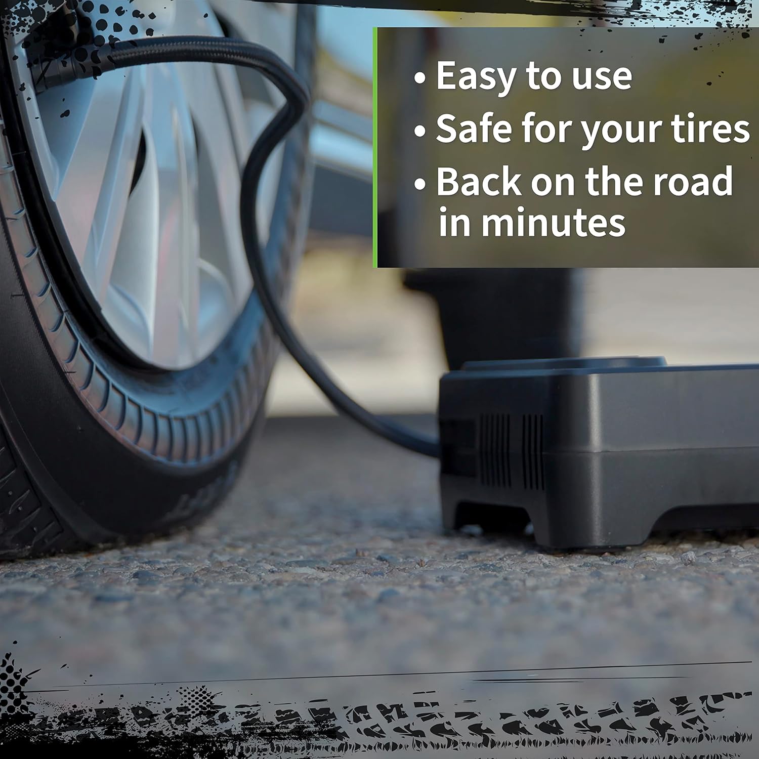 Slime 50139 Flat Tire Puncture Emergency Kit, Includes Sealant and Tire Inflator Pump, Analog, Suitable for Cars and Other Highway Vehicles, 10 Min Fix