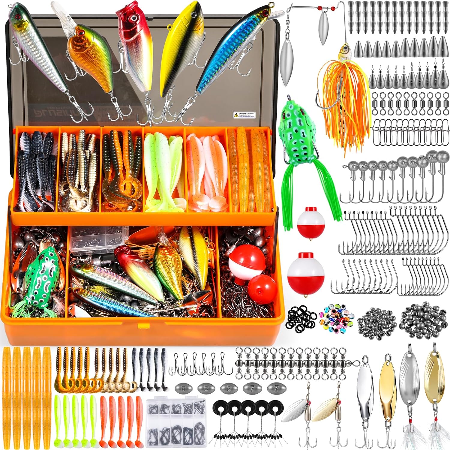 PLUSINNO Fishing Lures Tackle Box - Compact Fishing Gear for Bass Trout