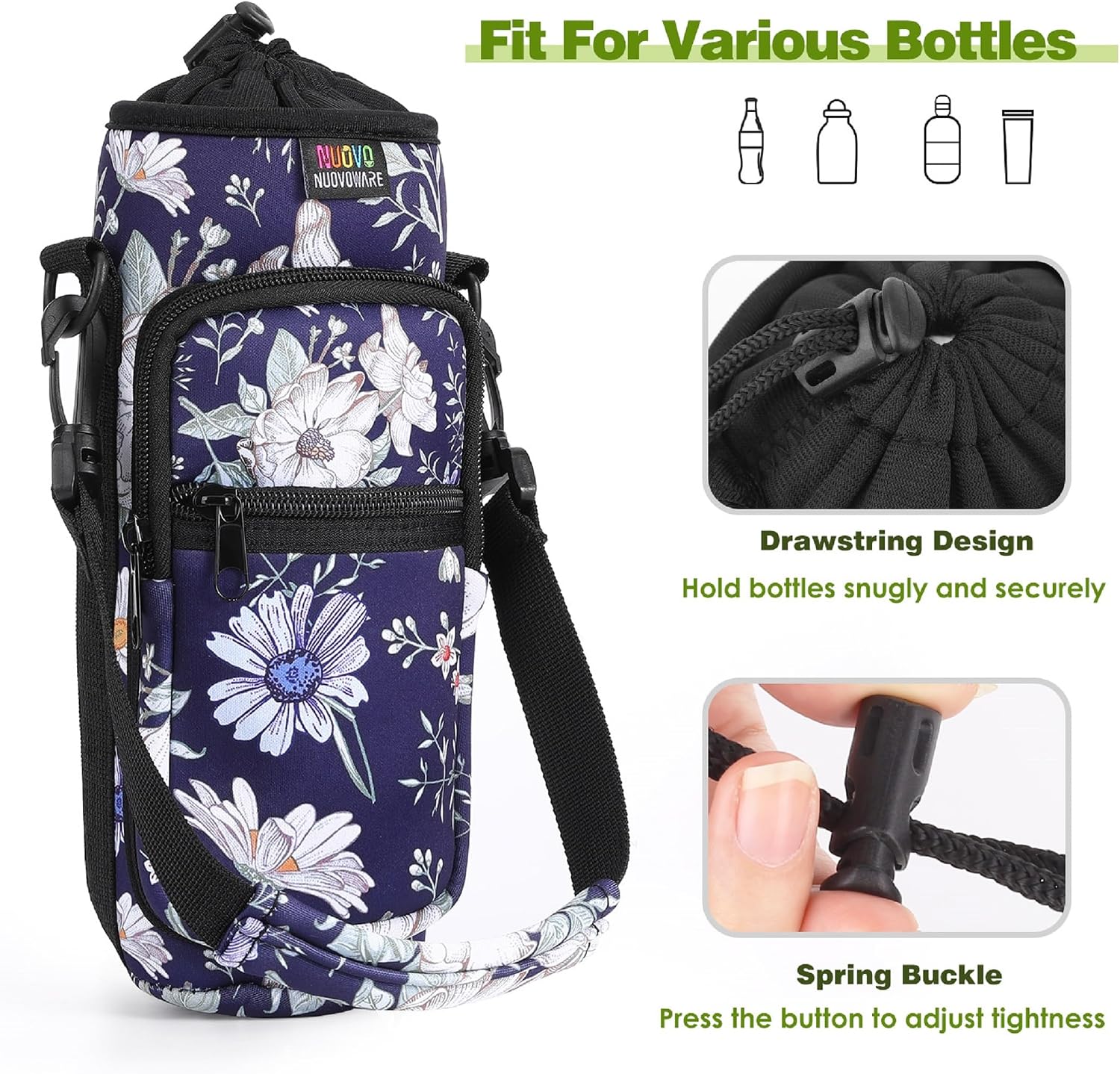Nuovoware Water Bottle Carrier Bag, 25oz/32oz, Blue Cosmos