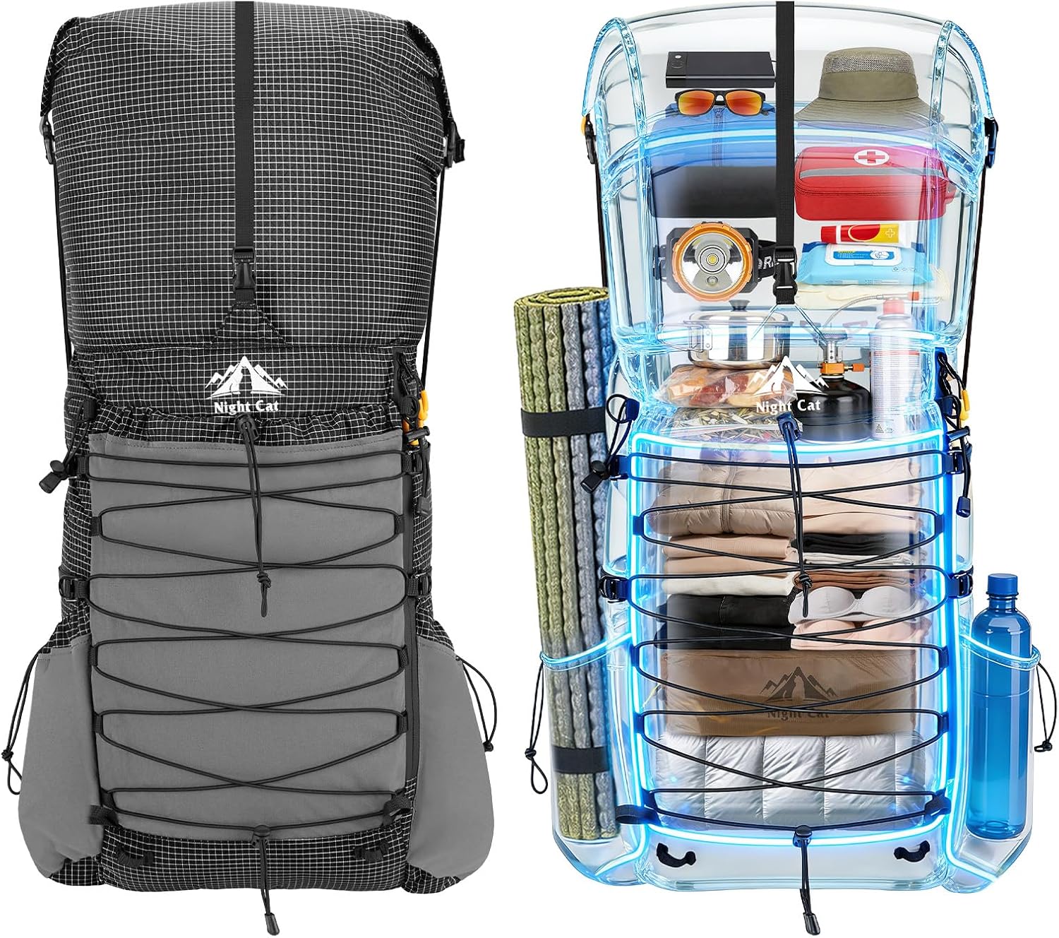 Night Cat Internal-frame Hiking Backpcack: 50l - 70l Backpack Lightweight