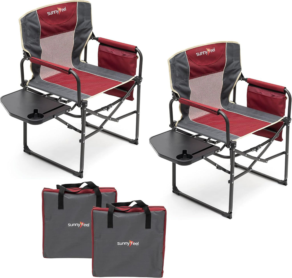 SUNNYFEEL Oversized Camping Chair Portable Directors Chairs with Side Table
