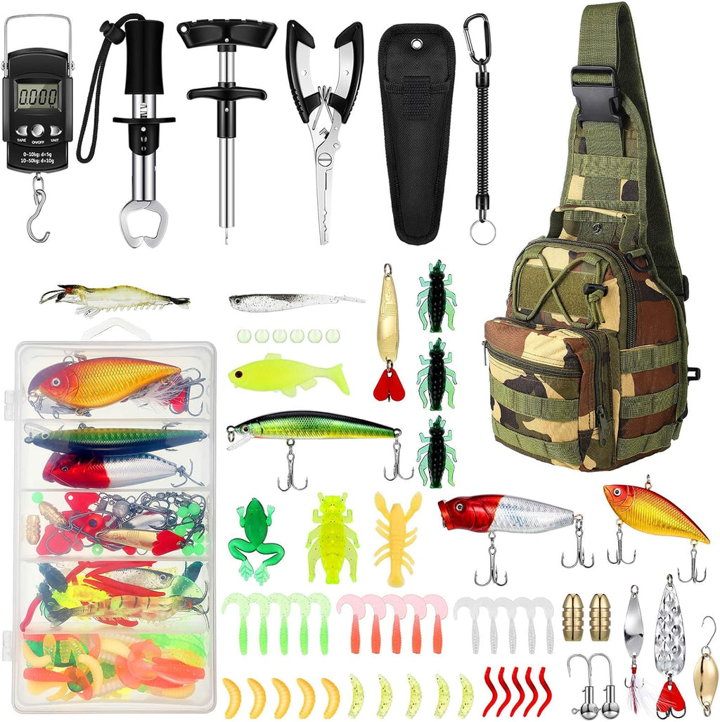 Sosation 134 Pcs Fishing Tool Beginner Starter Kit